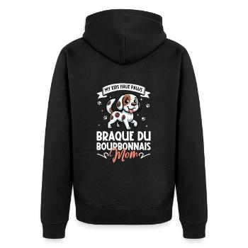 Braque du Bourbonnais Mama - Unisex Premium Bio Zip Hoodie - Schwarz - Hinten - Nico (187cm)