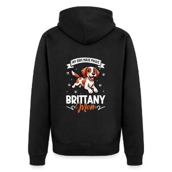 Epagneul Breton Mama - Unisex Premium Bio Zip Hoodie - Schwarz - Hinten - Nico (187cm)
