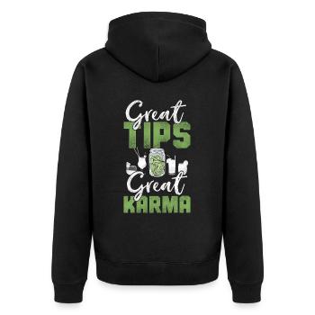 Bartender Mixologist Great Tips - Unisex Premium Organic Zip Hoodie - black - Back - Nico (187cm)