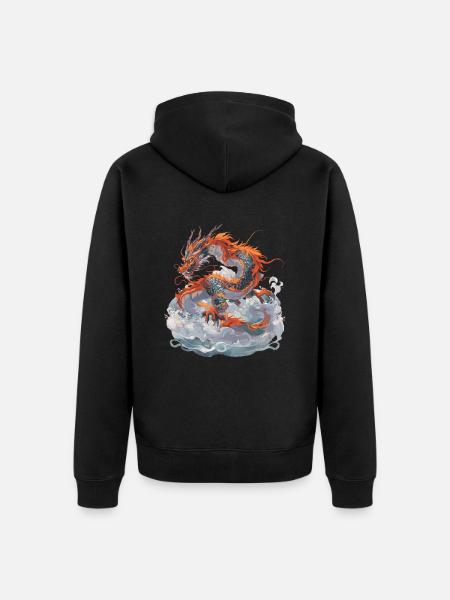 Drache Drachen Fabeltier Märchen - Unisex Premium Bio Zip Hoodie - Schwarz