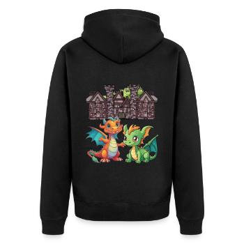 Medieval Dragon Dragon - Unisex Premium Organic Zip Hoodie - black - Back - Nico (187cm)