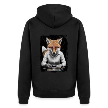 Fuchs spielt Puzzle Geschenk - Unisex Premium Bio Zip Hoodie - Schwarz - Hinten - Nico (187cm)