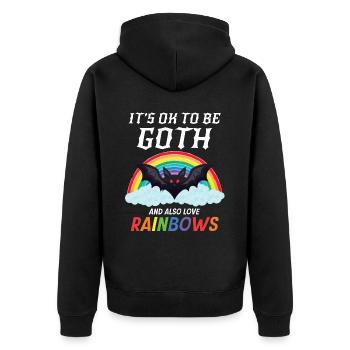 Goth Rock Satan Einhorn Festivals Death Metal - Unisex Premium Bio Zip Hoodie - Schwarz - Hinten - Nico (187cm)
