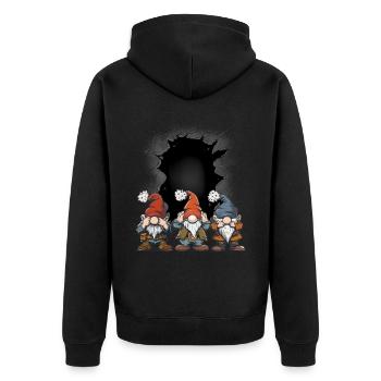 Zwerge Zwerg Wichtel Trolle Troll Märchen Kind - Unisex Premium Bio Zip Hoodie - Schwarz - Hinten - Nico (187cm)