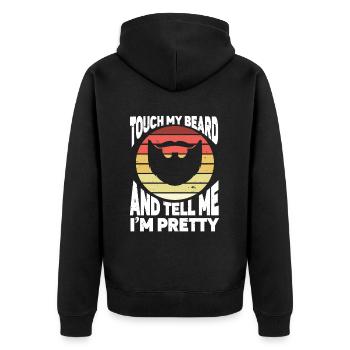 Citation de barbe, Touche ma barbe et dis-moi que je suis jolie - Veste à capuche bio Premium Unisexe - noir - Dos - Nico (187cm)