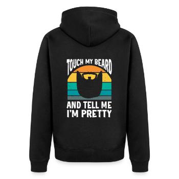 Citation de barbe, Touche ma barbe et dis-moi que je suis jolie - Veste à capuche bio Premium Unisexe - noir - Dos - Nico (187cm)