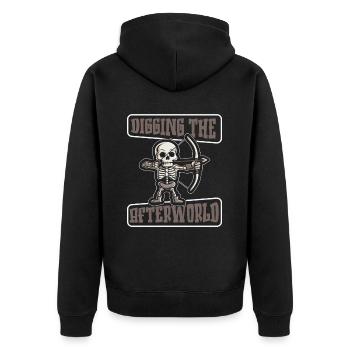 Bogenschießen Bogensport Bogenschütze - Unisex Premium Bio Zip Hoodie - Schwarz - Hinten - Nico (187cm)