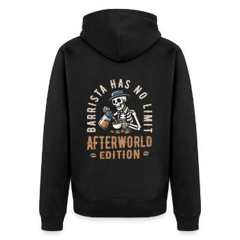 Barista Kaffee - Unisex Premium Bio Zip Hoodie - Schwarz - Hinten - Nico (187cm)