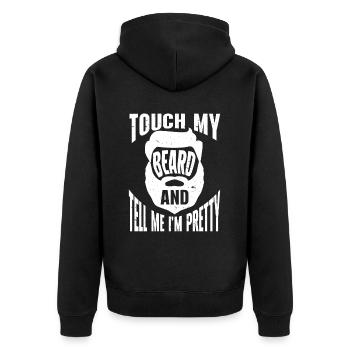 Citation de barbe, Touche ma barbe et dis-moi que je suis jolie - Veste à capuche bio Premium Unisexe - noir - Dos - Nico (187cm)