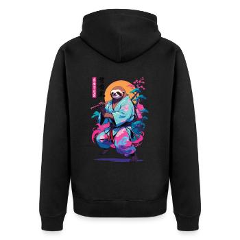 Samouraï paresseux esthétique style Vaporwave - Veste à capuche bio Premium Unisexe - noir - Dos - Nico (187cm)