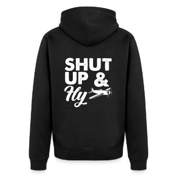 Pilot Fliegen Flugzeug Geschenk - Unisex Premium Bio Zip Hoodie - Schwarz - Hinten - Nico (187cm)