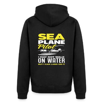 Pilot Seaplane Flying - Unisex Premium Organic Zip Hoodie - black - Back - Nico (187cm)