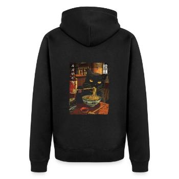 Esthétique Anime Fan Chat Noir Japonais - Veste à capuche bio Premium Unisexe - noir - Dos - Nico (187cm)