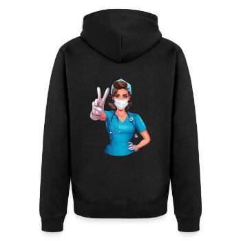 Lustige Krankenschwester mit Humor - Unisex Premium Bio Zip Hoodie - Schwarz - Hinten - Nico (187cm)