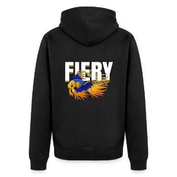 Kampffisch Siamesische Kampffische Fiery Fury - Unisex Premium Bio Zip Hoodie - Schwarz - Hinten - Nico (187cm)