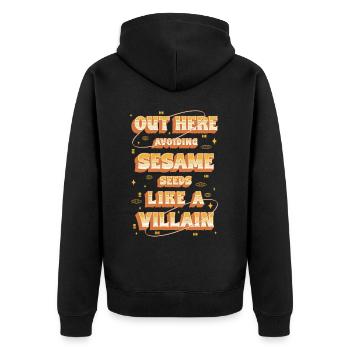 Capsule Fruit Allergy Out Here Avoiding Seeds - Unisex Premium Organic Zip Hoodie - black - Back - Nico (187cm)