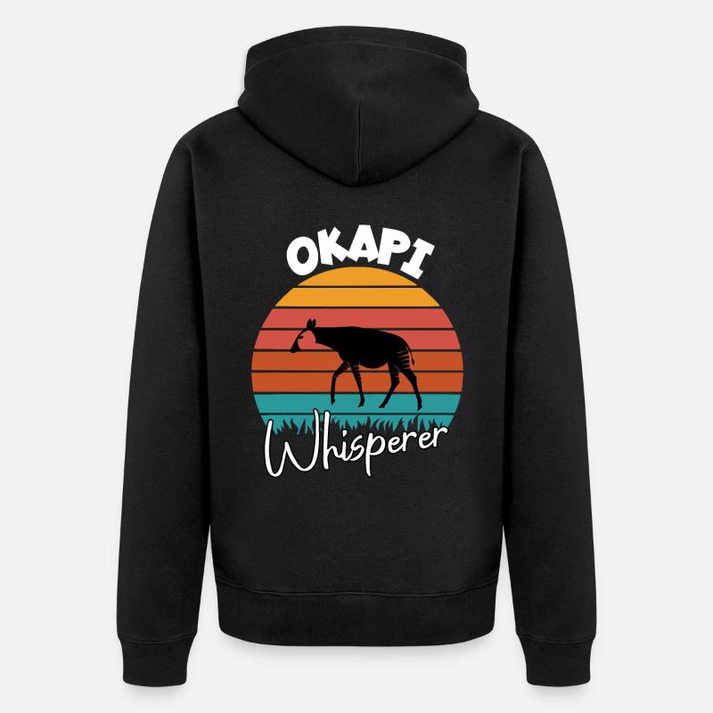 Okapi Flüsterer - Unisex Premium Bio Zip Hoodie - Schwarz