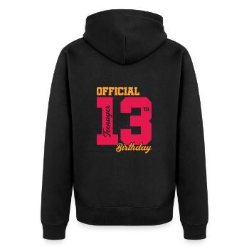 Teenager Teenie Teen Teens Teeny Geschenk - Unisex Premium Bio Zip Hoodie - Schwarz - Hinten - Nico (187cm)