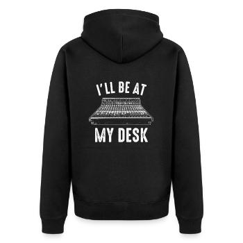 I'll be at my desk sound studio engineer - Unisex Premium Bio Zip Hoodie - Schwarz - Hinten - Nico (187cm)