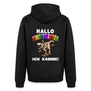 T-Rex Dino Kindergarten Start Children Boys, Girls - Unisex Premium Organic Zip Hoodie - black - Back - Nico (187cm)
