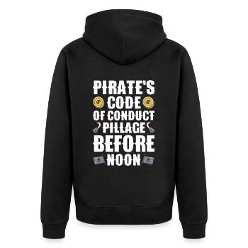 Pirate Skull Buccaneer Pirate Ship - Unisex Premium Organic Zip Hoodie - black - Back - Nico (187cm)