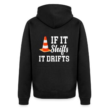 A If It Shifts It Drifts Funny Autocross Engines - Unisex Premium Organic Zip Hoodie - black - Back - Nico (187cm)