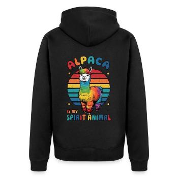 Alpaga animal, arc-en-ciel, alpaga, Art, Fun - Veste à capuche bio Premium Unisexe - noir - Dos - Nico (187cm)