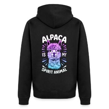 Alpaga animal, Alpaga arc-en-ciel Art, Fun - Veste à capuche bio Premium Unisexe - noir - Dos - Nico (187cm)