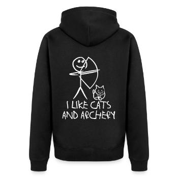 Archery Cat Long Bow Archer Compound Bow - Unisex Premium Bio Zip Hoodie - Schwarz - Hinten - Nico (187cm)