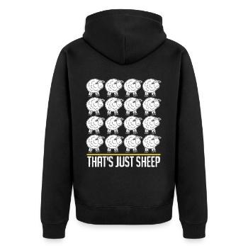 Many Sheep - Unisex Premium Organic Zip Hoodie - black - Back - Nico (187cm)