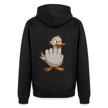 Ultimativ-lustiges Möwen Outfit! Perfekt für und - Unisex Premium Bio Zip Hoodie - Schwarz - Hinten - Nico (187cm)