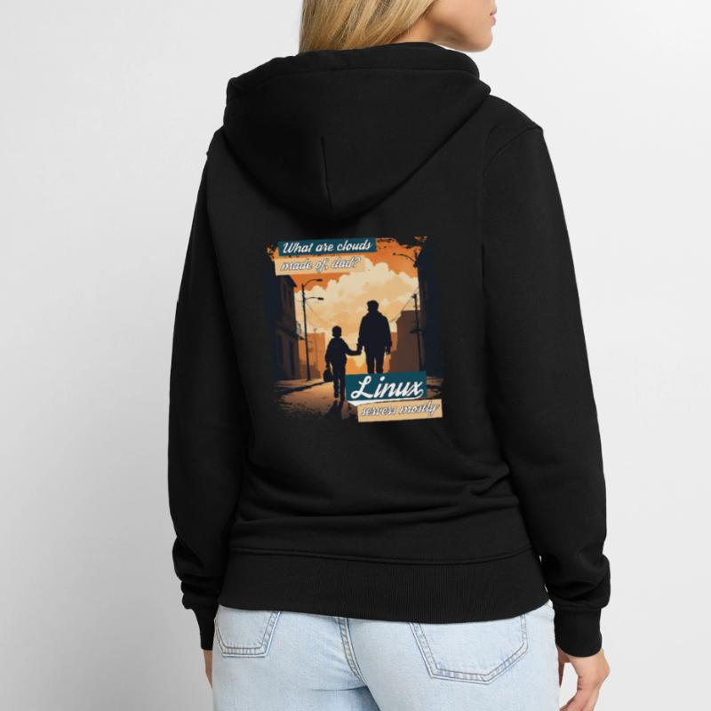 Cloud Wolken Linux Server Admin Nerd Witz Unisex Premium Bio Zip Hoodie