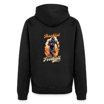 Thanksgiving Fußball Thakful Für Fußball - Unisex Premium Bio Zip Hoodie - Schwarz - Hinten - Nico (187cm)