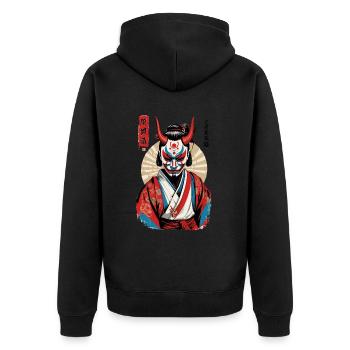 Oni Demon Mask Japanese Samurai Artwork - Unisex Premium Organic Zip Hoodie - black - Back - Nico (187cm)