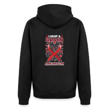 Brain Aneurysm Survivor I Beat A Brain Aneurysm - Unisex Premium Organic Zip Hoodie - black - Back - Nico (187cm)