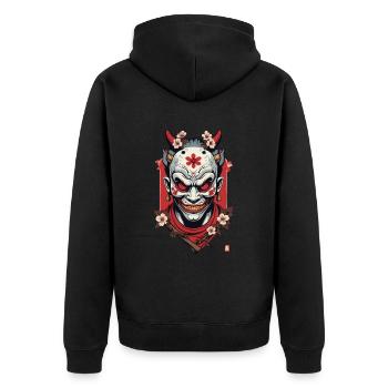 Oni Demon Mask Samurai Japanese Spirit - Unisex Premium Organic Zip Hoodie - black - Back - Nico (187cm)