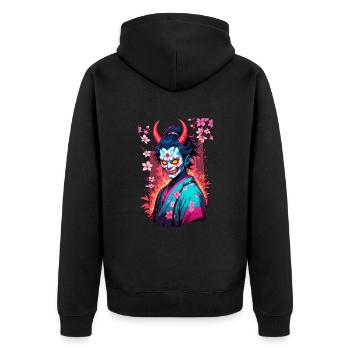 Oni Samouraï Vaporwave Esthétique Japon Culture - Veste à capuche bio Premium Unisexe - noir - Dos - Nico (187cm)
