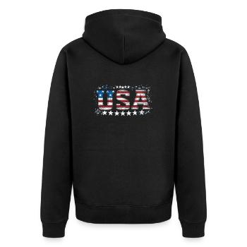 UAS American Pride Stars & Stripes - Unisex Premium Organic Zip Hoodie - black - Back - Nico (187cm)