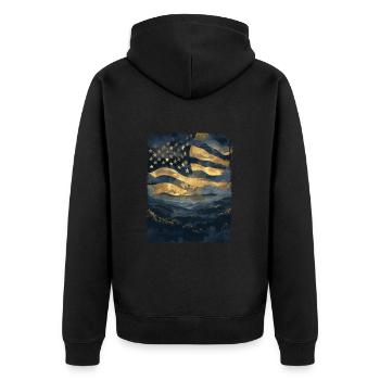 American Flag United States Woods Vintage Retro - Unisex Premium Organic Zip Hoodie - black - Back - Nico (187cm)