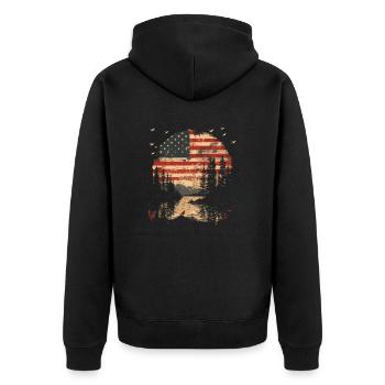 Wälder USA Amerikanische Flagge Unabhängigkeitstag - Unisex Premium Bio Zip Hoodie - Schwarz - Hinten - Nico (187cm)