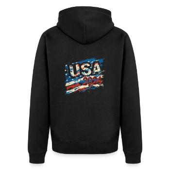 United States 2024 Election American Flag Graffiti - Unisex Premium Organic Zip Hoodie - black - Back - Nico (187cm)