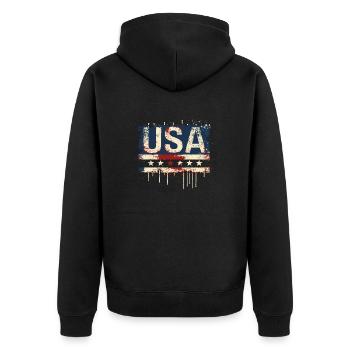 United States American Independence Day Flag - Unisex Premium Organic Zip Hoodie - black - Back - Nico (187cm)