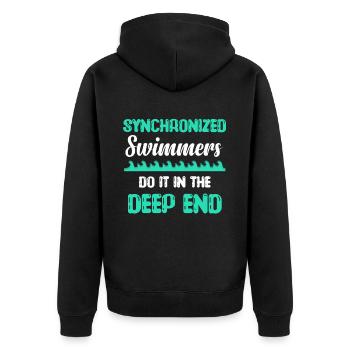 Synchronschwimmer Machen Es Im Wagenrad Ins Kalte - Unisex Premium Bio Zip Hoodie - Schwarz - Hinten - Nico (187cm)