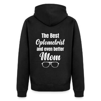 Die Beste Optikerin Und Noch Bessere - Unisex Premium Bio Zip Hoodie - Schwarz - Hinten - Nico (187cm)