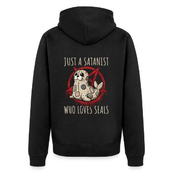 Juste un sataniste qui aime le plaisir du heavy metal - Veste à capuche bio Premium Unisexe - noir - Dos - Nico (187cm)