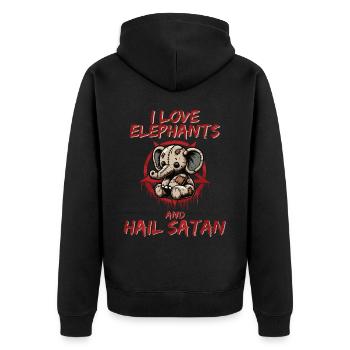 J’aime les éléphants et je salue Satan Heavy Metal - Veste à capuche bio Premium Unisexe - noir - Dos - Nico (187cm)