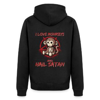 J’aime les singes et je salue Satan Heavy Metal Gothique - Veste à capuche bio Premium Unisexe - noir - Dos - Nico (187cm)