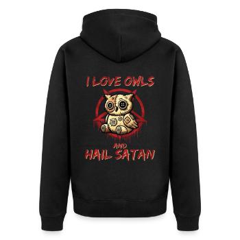 J’aime les hiboux et je salue Satan Gothique Heavy Metal Fun - Veste à capuche bio Premium Unisexe - noir - Dos - Nico (187cm)
