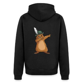 Murmeltier für einen Murmeltier Liebhaber - Unisex Premium Bio Zip Hoodie - Schwarz - Hinten - Nico (187cm)
