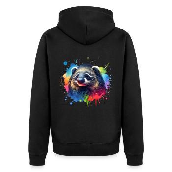 Marderbär - Unisex Premium Bio Zip Hoodie - Schwarz - Hinten - Nico (187cm)